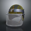 Military Weapon Helmet With Transparent Face Shield Camouflage Color And Metal Strap
