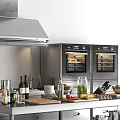 Modern Stainless Steel Kitchen Interior With Oven Appliances Countertop And Cabinets