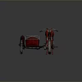 Vintage Red Motorcycle With Open Sidecar And Shiny Chrome Details On Dark Backdrop