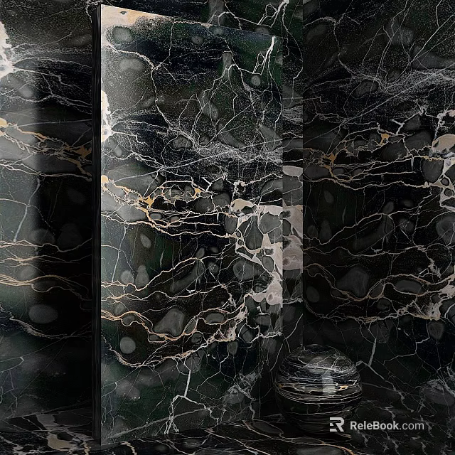 Luxurious Black Marble Texture With Natural Veins And Intricate Patterns 3d model 