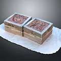 Two Square Textured Stone Storage Boxes On White Paper Surface