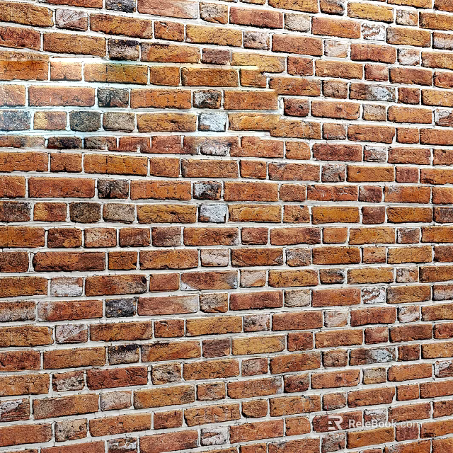 Rustic Brown Red Brick Wall With Textured Pattern And Vintage Design 3d model 