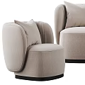 Modern Single Sofa In Light Beige With Rounded Armrests Upholstered Fabric And Black Base 3d model