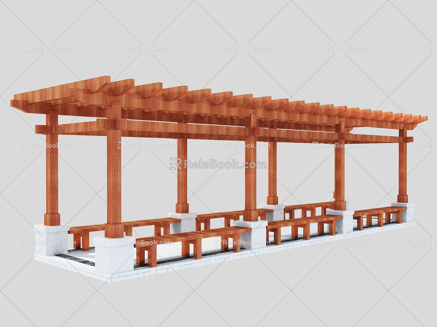 Traditional Chinese Corridor Grape Rack 3d model