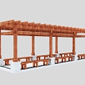 Traditional Chinese Corridor Grape Rack 3d model