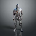 Detailed Medieval Knight Armor Full Body Silver Metallic Warrior Suit with Helmet