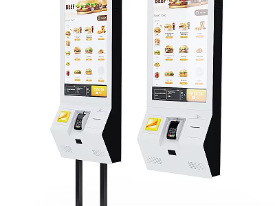 Smart Self Ordering Machines For Fast Food With Touch Screen Menu And Payment Interface 3d model