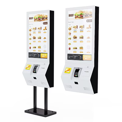Smart Self Ordering Machines For Fast Food With Touch Screen Menu And Payment Interface 3d model