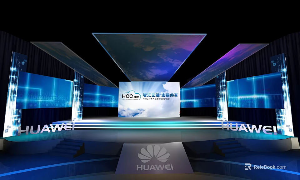 HUAWEI Event Stage Design With Large Screens And Modern Lighting Setup 3d model 