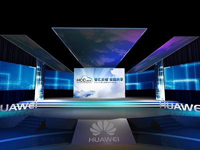 HUAWEI Event Stage Design With Large Screens And Modern Lighting Setup 3d model