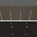 Modern Suspended Ceiling Design With Wooden Slats and Recessed LED Lighting