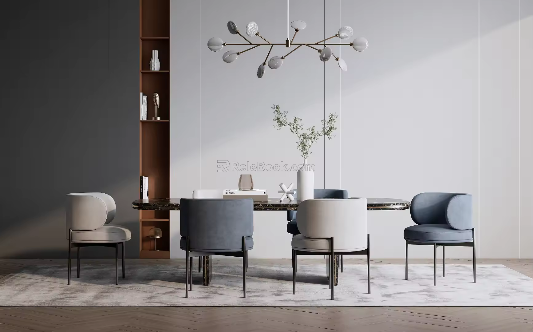 Modern Dining Table and Chair Combination 3d model