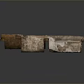 Ancient Architectural Ruins With Stone Brick Structure Square And Circular Components