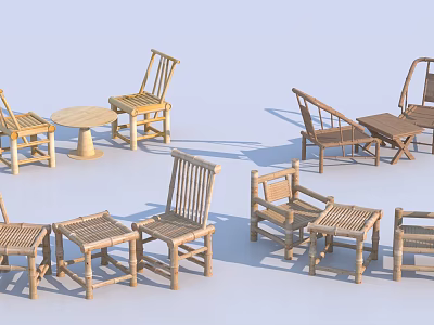 Wooden Leisure Chairs With Matching Side Tables And Classic Designs For Patio Use 3d model