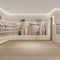 Modern Clothing Store Interior With Fashion Displays Hanging Apparel And Shoes