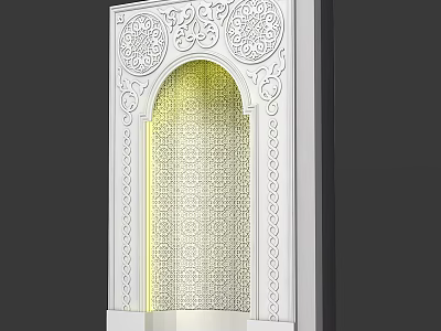 Decorative Archway With White Frame Intricate Carvings And Lattice Design Yellow Lighting 3d model