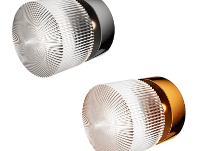 Modern Black and Gold Wall Lamps Featuring Sleek Radial Textured Design 3d model