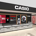 Modern CASIO Watch Store Interior With Display Counters And Brand Logo 3d model