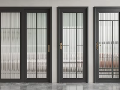 Modern Sliding Doors with Black Frames and Glass Panel Designs for Home Interior 3d model