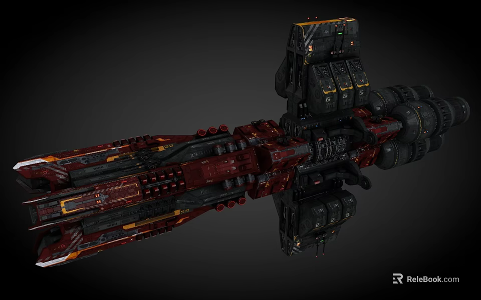 Detailed Interstellar Spaceship Design With Armored Hulls And Futuristic Engine Modules 3d model 