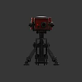 Red Camera Device On Black Tripod Stand With Wooden Surface Base 3d model