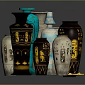 Various Hand Carved Vases With Intricate Sculpted Patterns And Colors