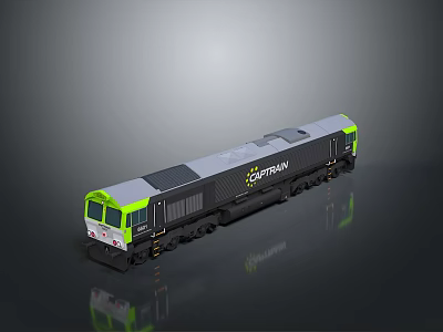 EURORAIL Railway Train With Black Gray Body Green Front And Exterior Logo Design 3d model
