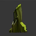 Garden Landscape Design Featuring Natural Green Rock Formation And Small Stones