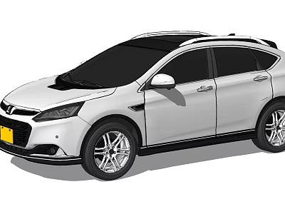 White Modern SUV With Black Roof Silver Alloy Wheels And Streamlined Body 3d model
