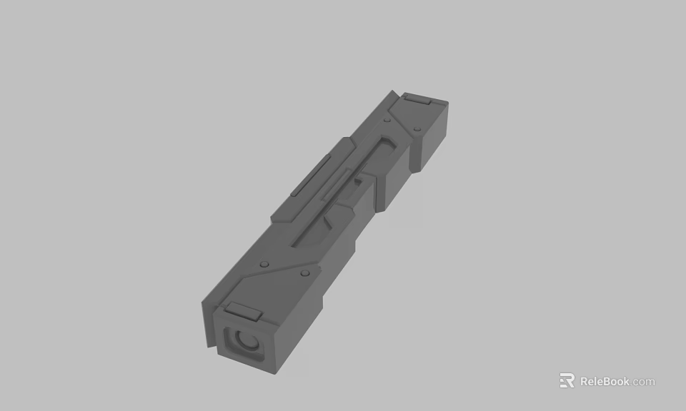 Gray Industrial Part With Detailed Structural Grooves And Mechanical Components 3d model 