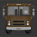 Vintage Orange Food Truck With Front Windows And Metal Exterior