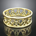 Golden Decorative Bracelet With Intricate Filigree Patterns And Shiny Surface