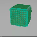 Futuristic Green Transparent Cube With Holographic Grid Structure And Glowing Lines Sci Fi Scene