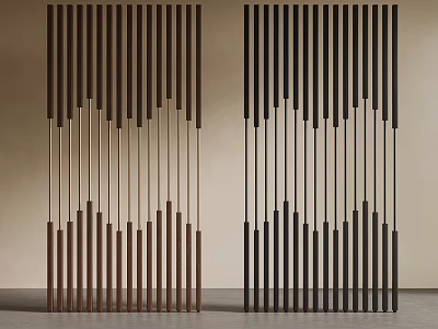 Modern Wooden Room Divider Featuring Vertical Slats Two Tone Geometric Design 3d model