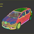Red Renault MPV Car With Black Roof And Modern Shiny Exterior Design