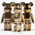 Decorative Gold Bronze Metal Bear Figurines With Textured Surfaces For Home Decor