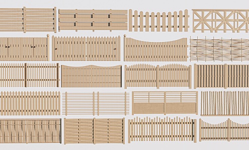 Modern Fence Railing Fence Wooden Fence 3d model