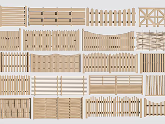 Modern Fence Railing Fence Wooden Fence 3d model