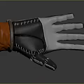 3D Rendered Black And White Protective Work Glove With Orange Wrist Detail