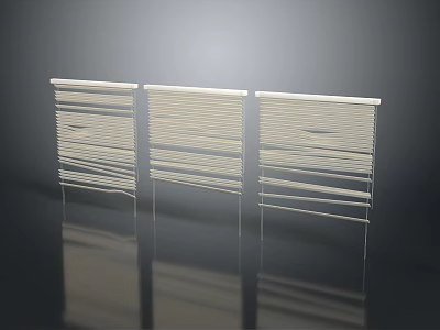 Modern White Venetian Blinds Set of Three with Sleek Structure and Reflective Surface 3d model