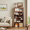 Retro Walnut Wooden Multifunctional Storage Cabinet For Cozy Living Room Books And Daily Sundries Organization