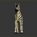 Detailed Standing Zebra Model With Black White Stripes And Glossy Reflective Base 3d model