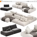 Modern Combination Sofa Fabric Multiplayer Sofa Combination 3d model