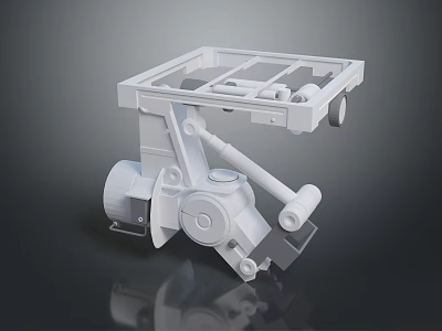 White Industrial Mechanical Component With Platform Frame Bracket And Rotating Parts 3d model
