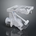 White Industrial Mechanical Component With Platform Frame Bracket And Rotating Parts 3d model