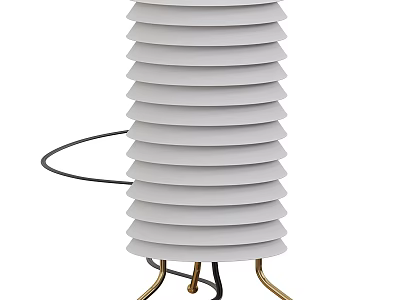 Modern Floor Lamp With Spiral White Shade And Gold Metal Stand 3d model