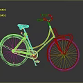 Stylish Red Bicycle With Blue Wheels Black Handlebar Seat And Reflective Surface