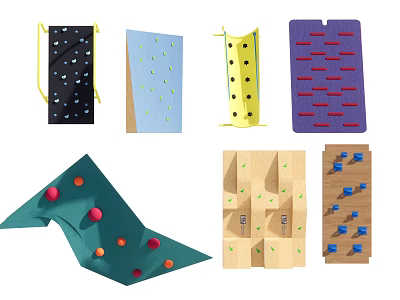 Multicolored Indoor Climbing Panels With Various Designs For Sports Activities 3d model