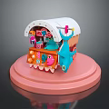 Colorful Display Stand With White Canopy And Pink Base Decorative Items