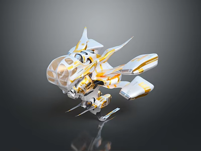 Futuristic Aerospace Vehicle With Transparent Cockpit And Gold And Silver Metallic Parts For Cosmic Exploration 3d model